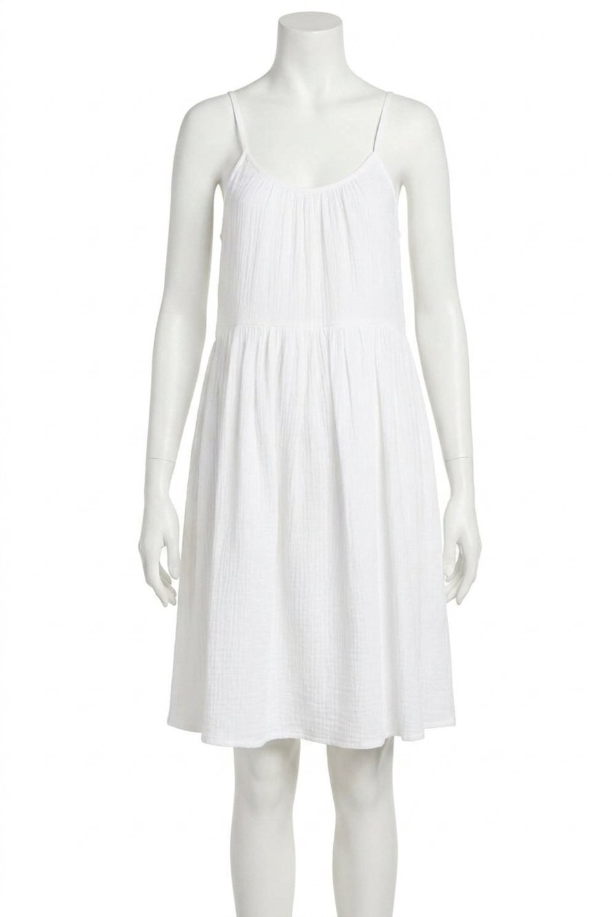 NEW HATCH the elodie cotton gauze mini dress in white